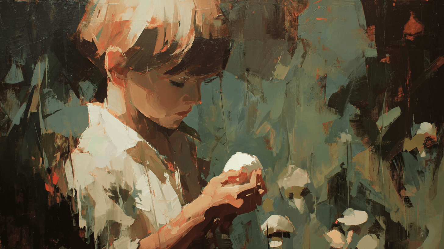 loop_on_a_painting_of_A_little_boy_is_holding_a_white_mushroom_d9ee072c-0324-4176-ab9a-93522845e08d.png