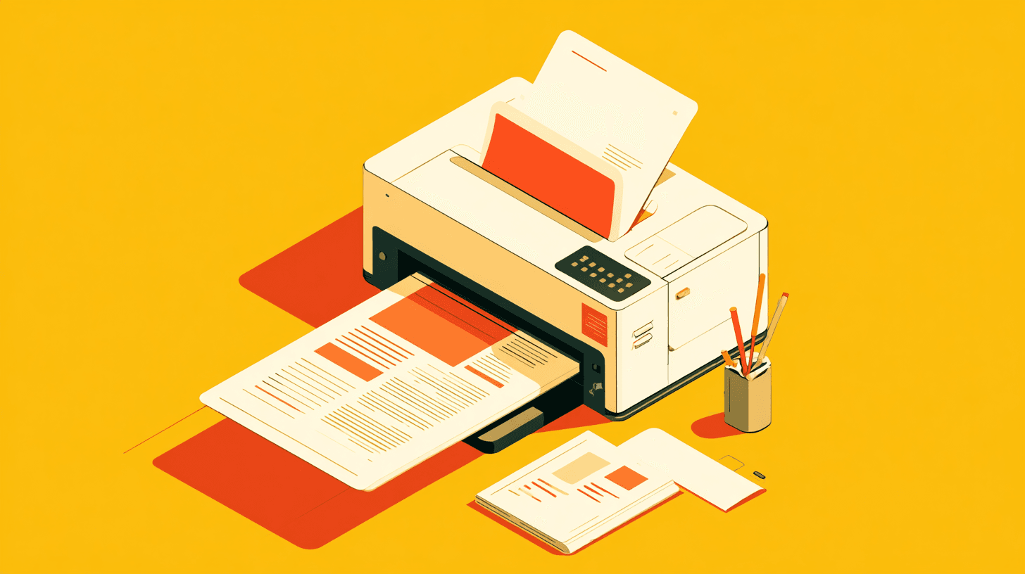loop_on_3D_isometric_view_of_a_printer_and_a_thin_paper_booklet_825a152f-b08e-4ff0-b2df-2e2da1cd1172.png