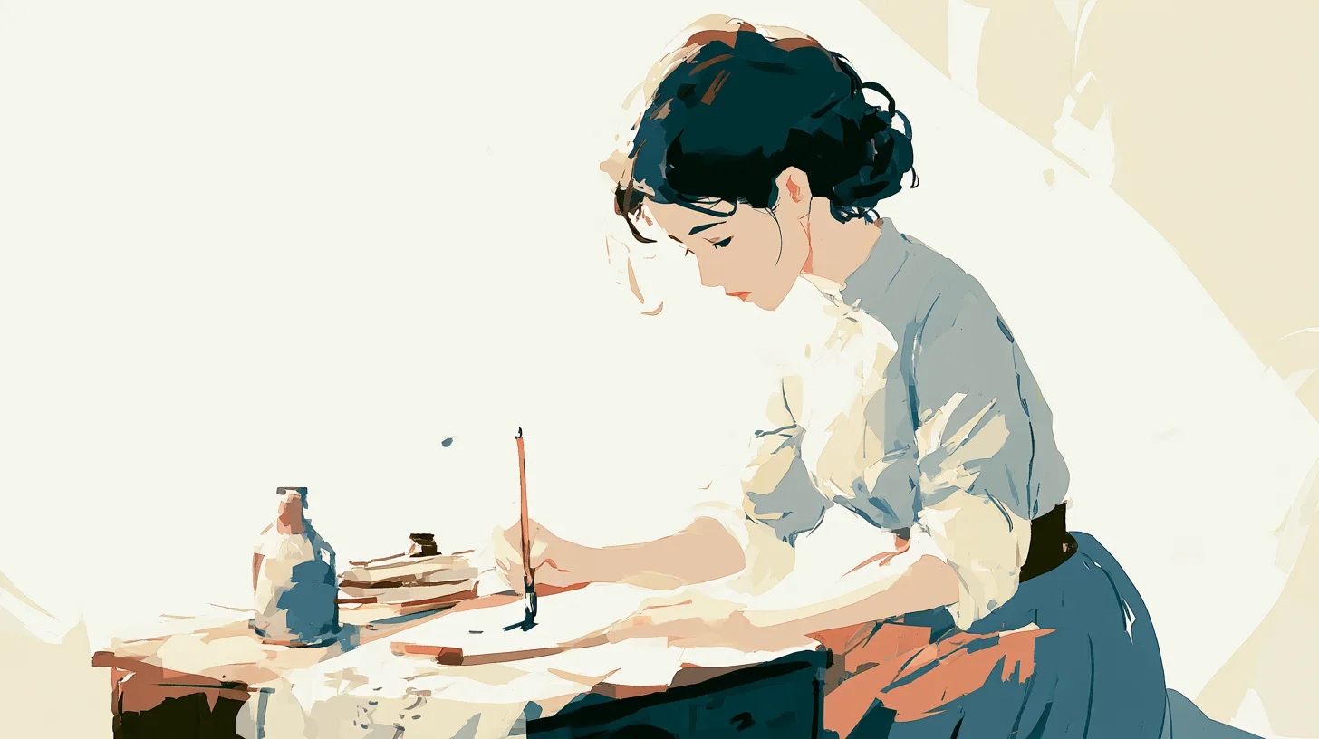 loop_on_A_young_Asian_woman_is_writing_a_letter_with_a_brush__c7d0c654-20ea-436e-9dae-a0513e73f2cc_2.png